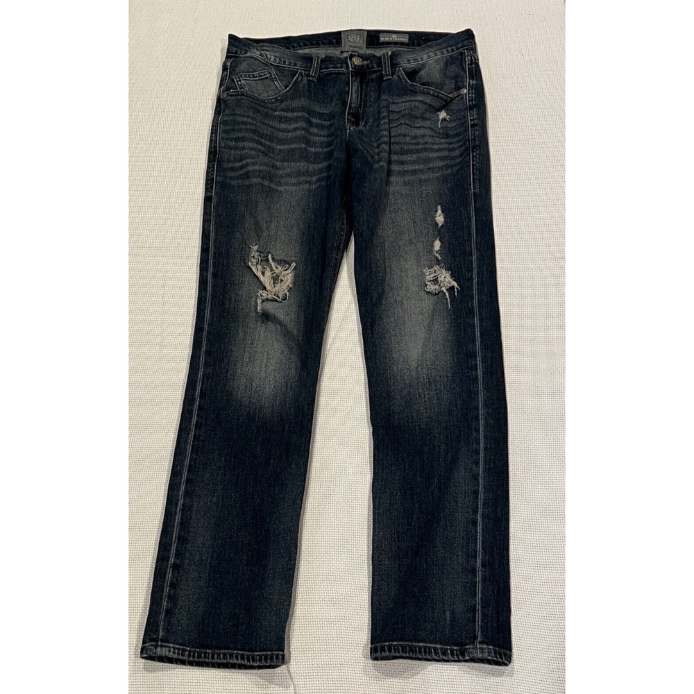 Rock‎ & Republic Mens Slim Straight Distressed Dark Wash Jeans Size 34x30